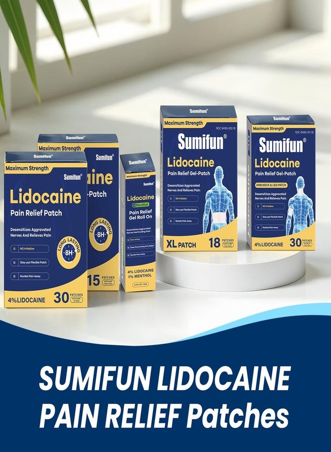 سوميفون لصقات ليدوكايين متوسطة الحجم من سوميفون - لتخفيف التهاب اللفافة الأخمصية، وآلام القدم والرقبة والذراع والمناطق الصغيرة - أقصى قوة متاحة بدون وصفة طبية - تبقى ثابتة في مكانها - Image 5